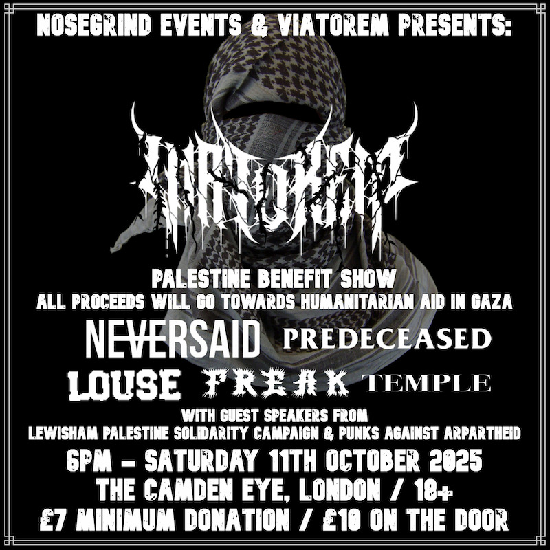 Flyer for the Viatorem / Neversaid / Freak / Temple show