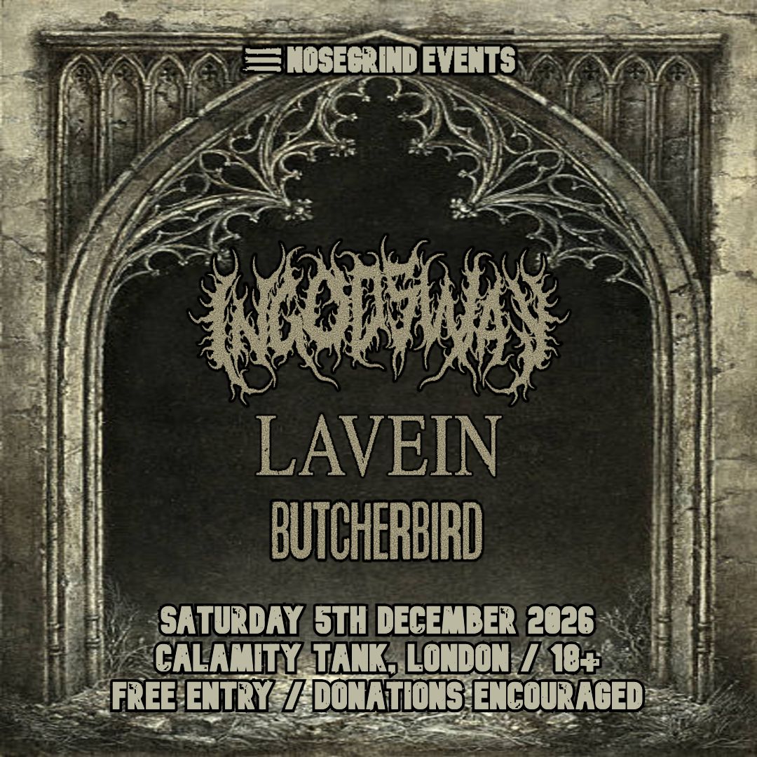 Flyer for the In God's Way / LaVein / ButcherBird show